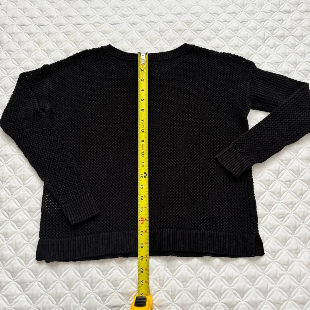 American Eagle Outfitters 100% Cotton Black Crew Open Knit Airy Sweater Sz XS